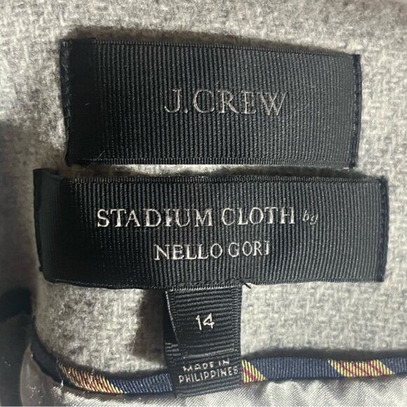 J. Crew Double Breasted Stadium Cloth by Nello Gori Pea Coat Light Gray Size 14 - Picture 3 of 11